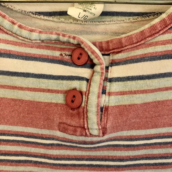 Vintage ‘80s Northern Reflections Striped Pink and Blue Henley Shirt - Picture 3 of 5